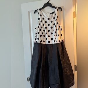 R&K Women’s Vintage Style 80’s Black & White Polka Dot Dress, Size 18